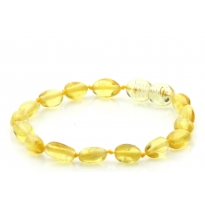 baltic amber anklet, oval beads, lemon